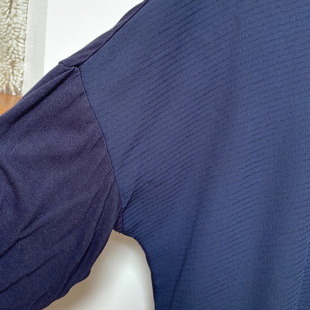 Loft Mixed Media Navy Blouse - Picture 6 of 13